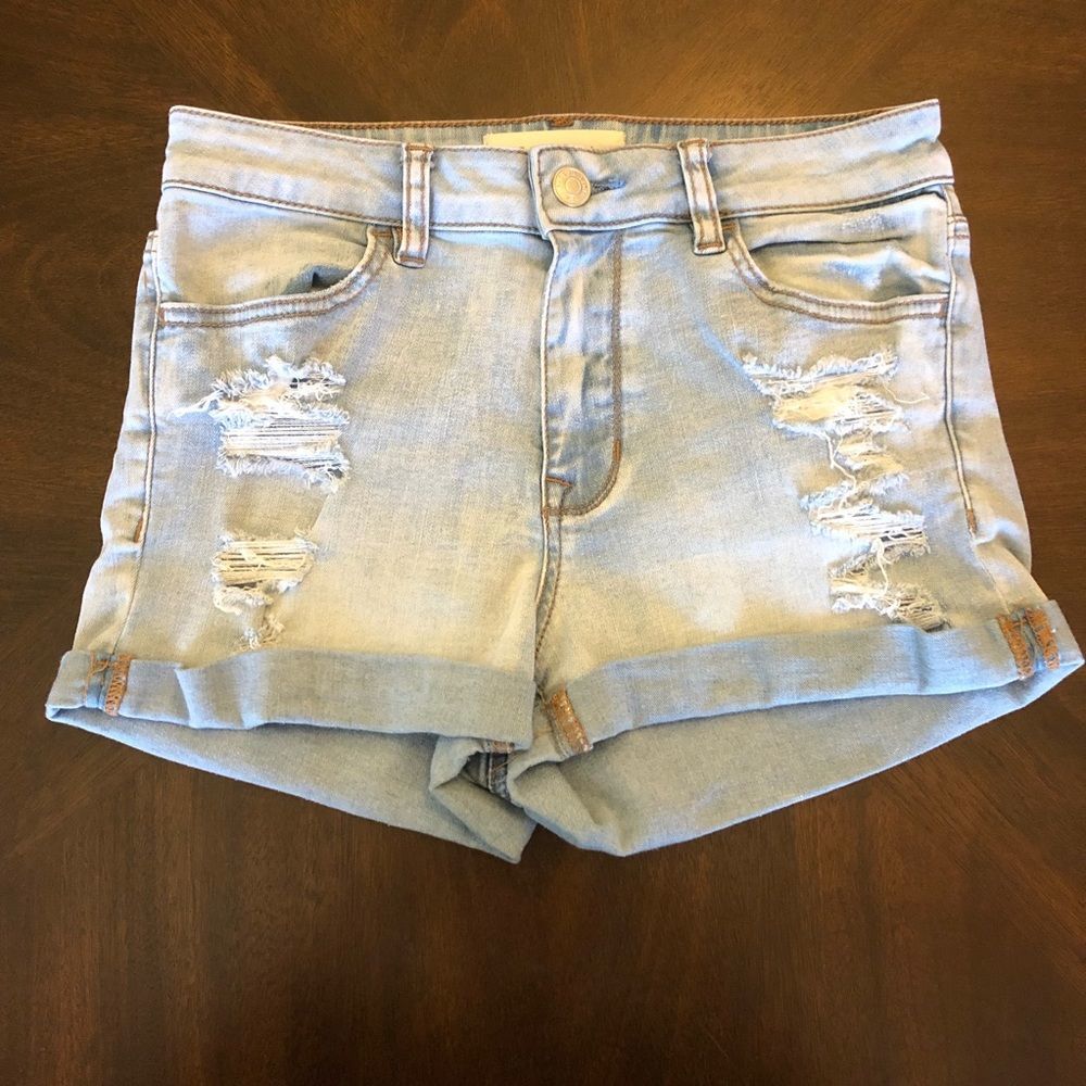 Pacsun - High-rise super stretch shorts - denim cuffed & distressed - Size 25